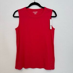 Chicos Hardware Tank Basic Knit Sleeveless Top in Watermelon Punch